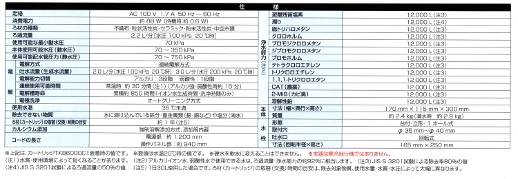 浄水器の販売・カートリッジ交換 - ビルトインアルカリ整水器 TKB600D